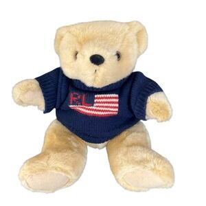 Ralph Lauren Polo 1996 Plush Bear Plush Navy Blue Flag Sweater Teddy Bear VTG